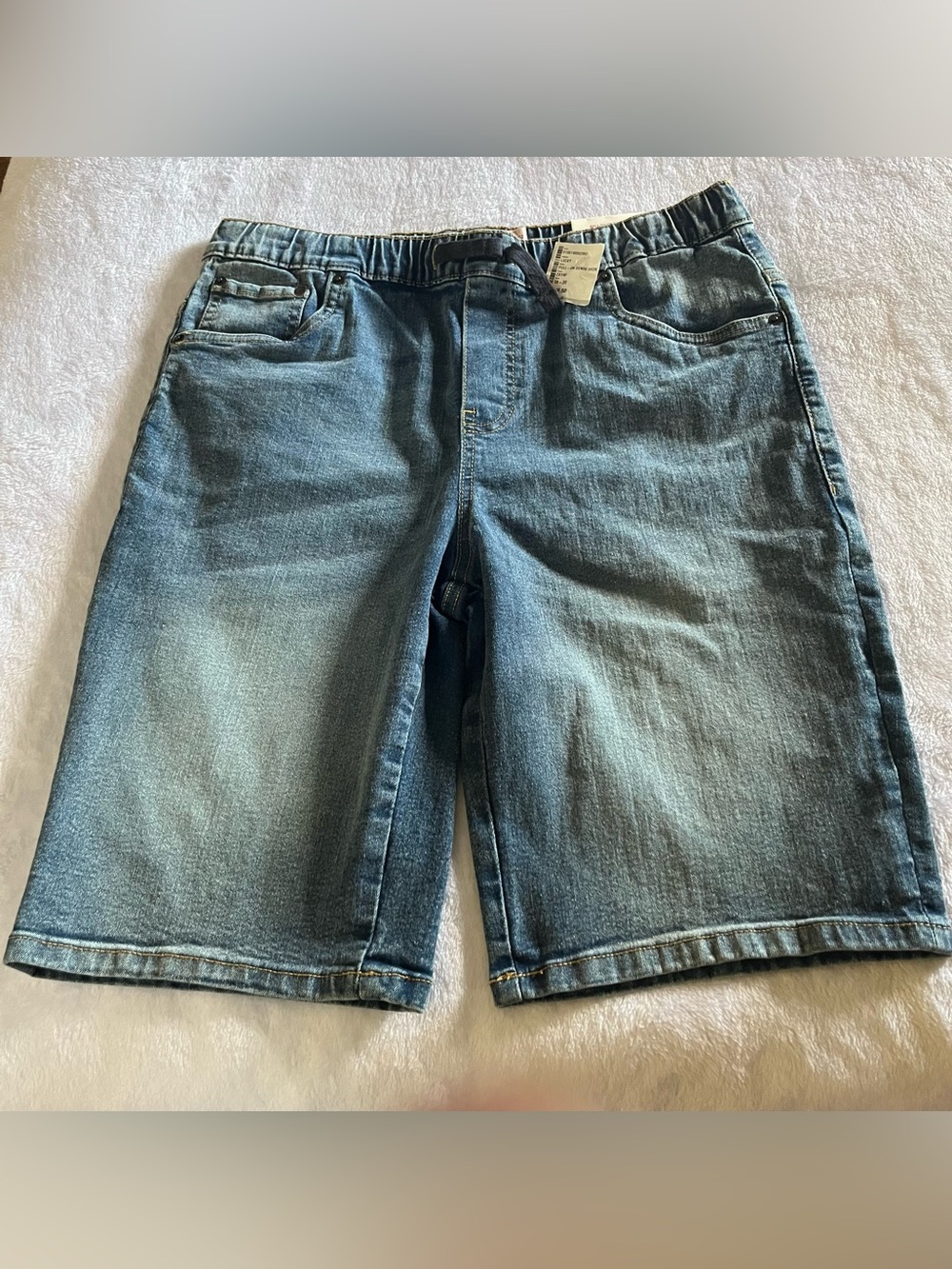 Lucky Brand Boys Pull On Denim Shorts / Jorts with Drawstring. Size XL 18/20 NWT